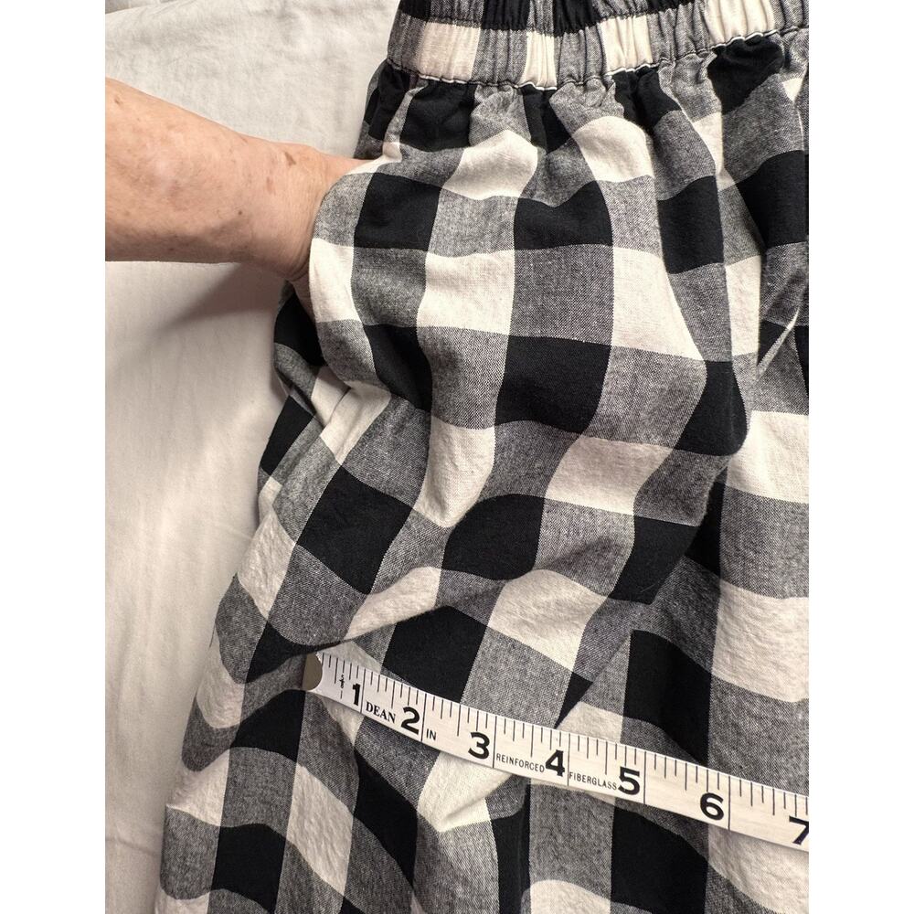 Joan Rivers Xl Black White Plaid Pull On Skirt Elastic Waist 100% Cotton Pockets - Picture 8 of 9